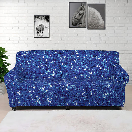 Blue Glitter Artwork Print (NOT Real Glitter) Sofa Cover