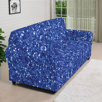 Blue Glitter Artwork Print (NOT Real Glitter) Sofa Cover