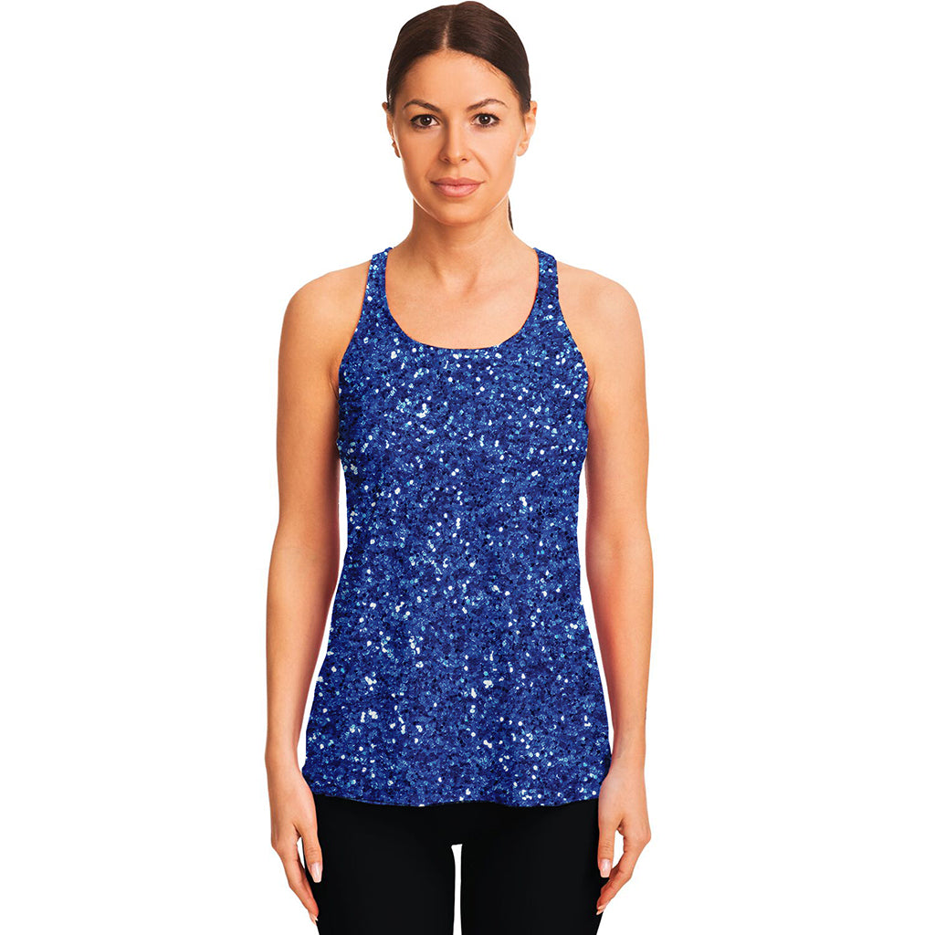 Blue Glitter Artwork Print (NOT Real Glitter) Women's Racerback Tank Top