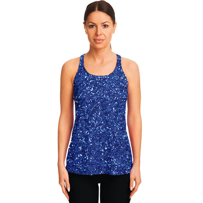 Blue Glitter Artwork Print (NOT Real Glitter) Women's Racerback Tank Top