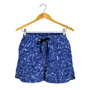 Blue Glitter Artwork Print (NOT Real Glitter) Women's Shorts