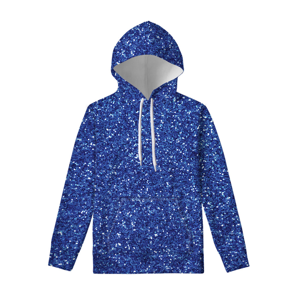 Blue Glitter Artwork Print Pullover Hoodie