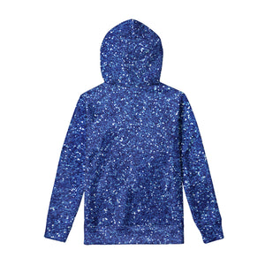 Blue Glitter Artwork Print Pullover Hoodie