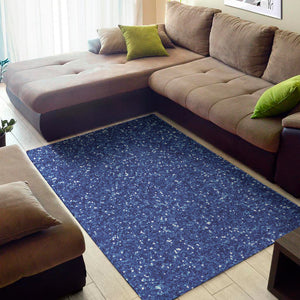 Blue Glitter Texture Print Area Rug