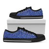 Blue Glitter Texture Print Black Low Top Shoes