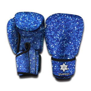 Blue Glitter Texture Print Boxing Gloves