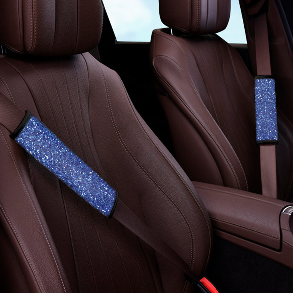 Blue Glitter Texture Print Car Seat Belt Covers