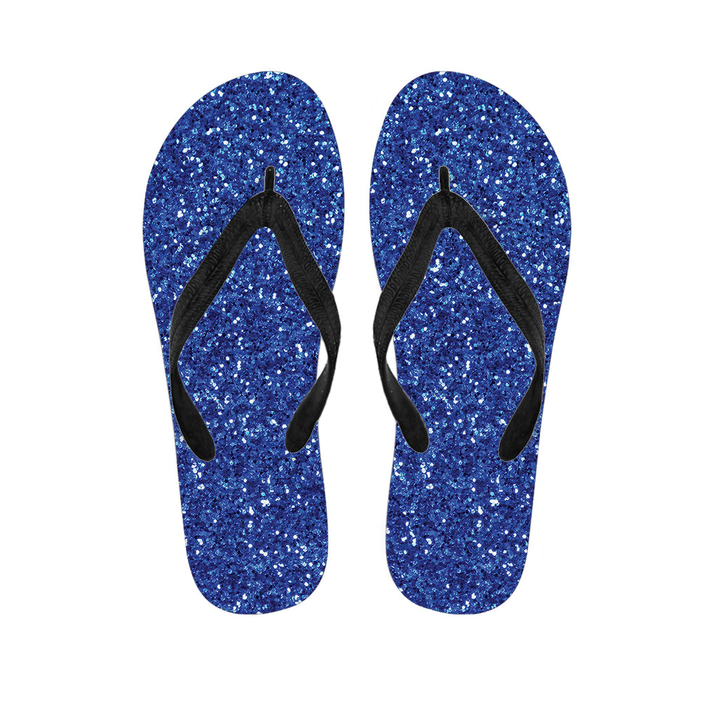 Blue Glitter Texture Print Flip Flops