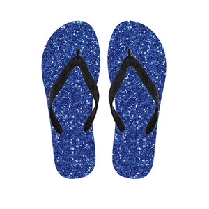 Blue Glitter Texture Print Flip Flops