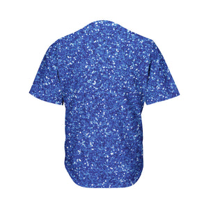 Blue Glitter Texture Print Men's Baseball Jersey