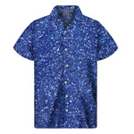 Blue Glitter Texture Print Men's Short Sleeve Shirt