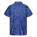 Blue Glitter Texture Print Men's Short Sleeve Shirt