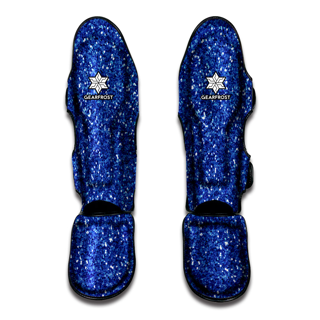 Blue Glitter Texture Print Muay Thai Shin Guard