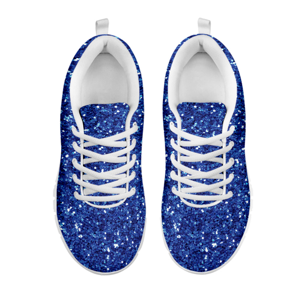 Blue Glitter Texture Print White Sneakers