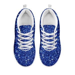 Blue Glitter Texture Print White Sneakers