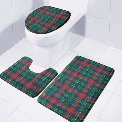 Blue Green And Red Scottish Plaid Print 3 Piece Bath Mat Set