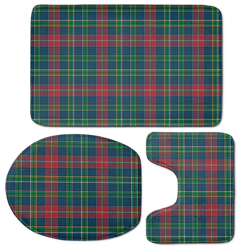 Blue Green And Red Scottish Plaid Print 3 Piece Bath Mat Set