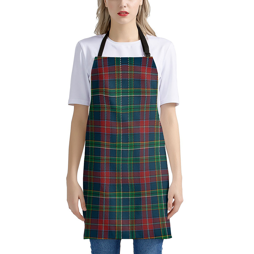 Blue Green And Red Scottish Plaid Print Apron