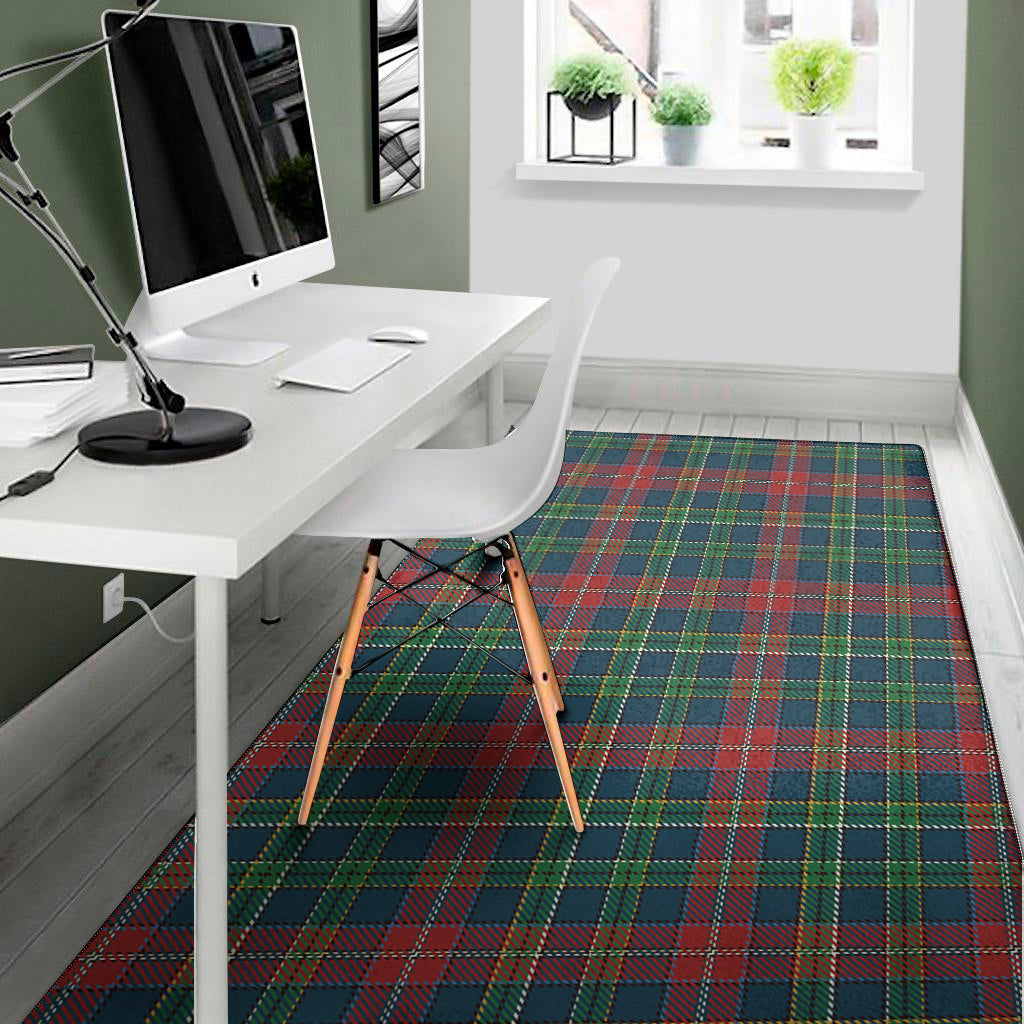 Blue Green And Red Scottish Plaid Print Area Rug