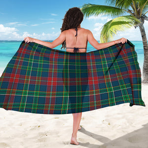 Blue Green And Red Scottish Plaid Print Beach Sarong Wrap