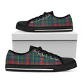 Blue Green And Red Scottish Plaid Print Black Low Top Sneakers
