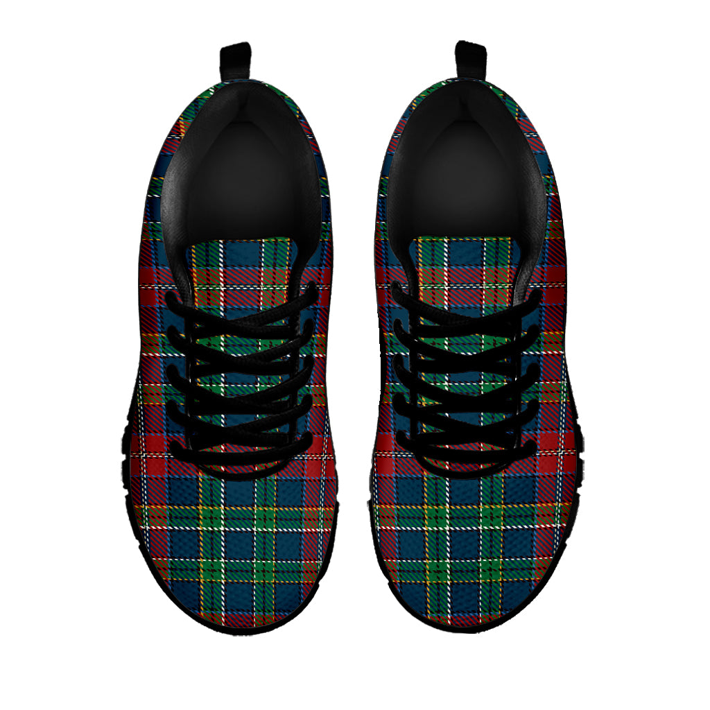 Blue Green And Red Scottish Plaid Print Black Sneakers