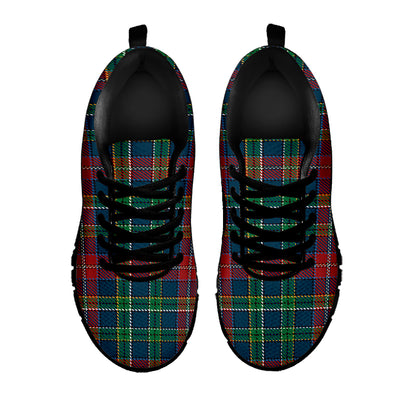 Blue Green And Red Scottish Plaid Print Black Sneakers