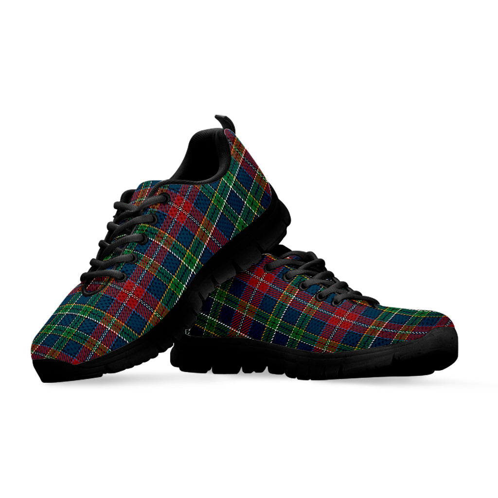 Blue Green And Red Scottish Plaid Print Black Sneakers