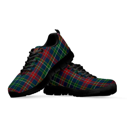 Blue Green And Red Scottish Plaid Print Black Sneakers