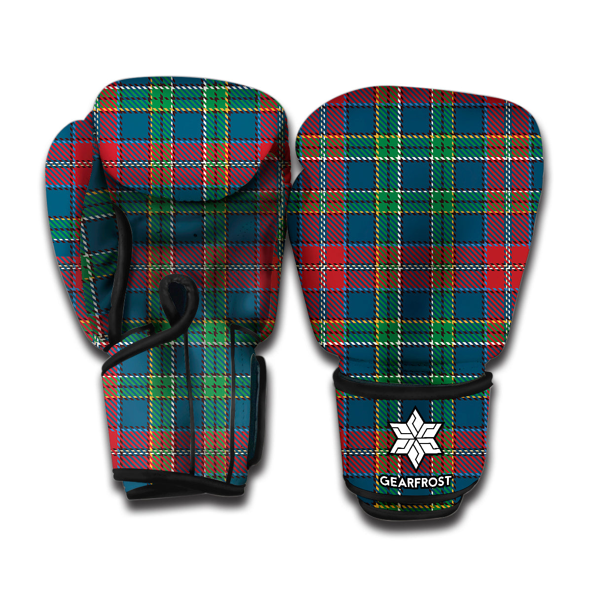 Blue Green And Red Scottish Plaid Print Boxing Gloves
