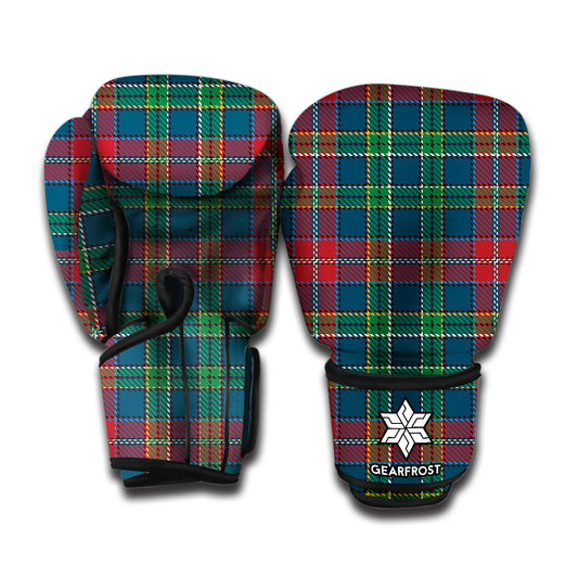 Blue Green And Red Scottish Plaid Print Boxing Gloves
