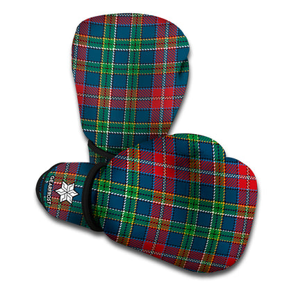 Blue Green And Red Scottish Plaid Print Boxing Gloves