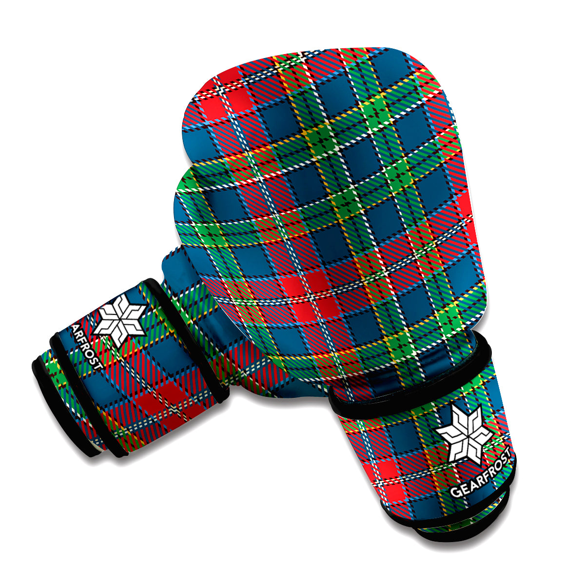 Blue Green And Red Scottish Plaid Print Boxing Gloves