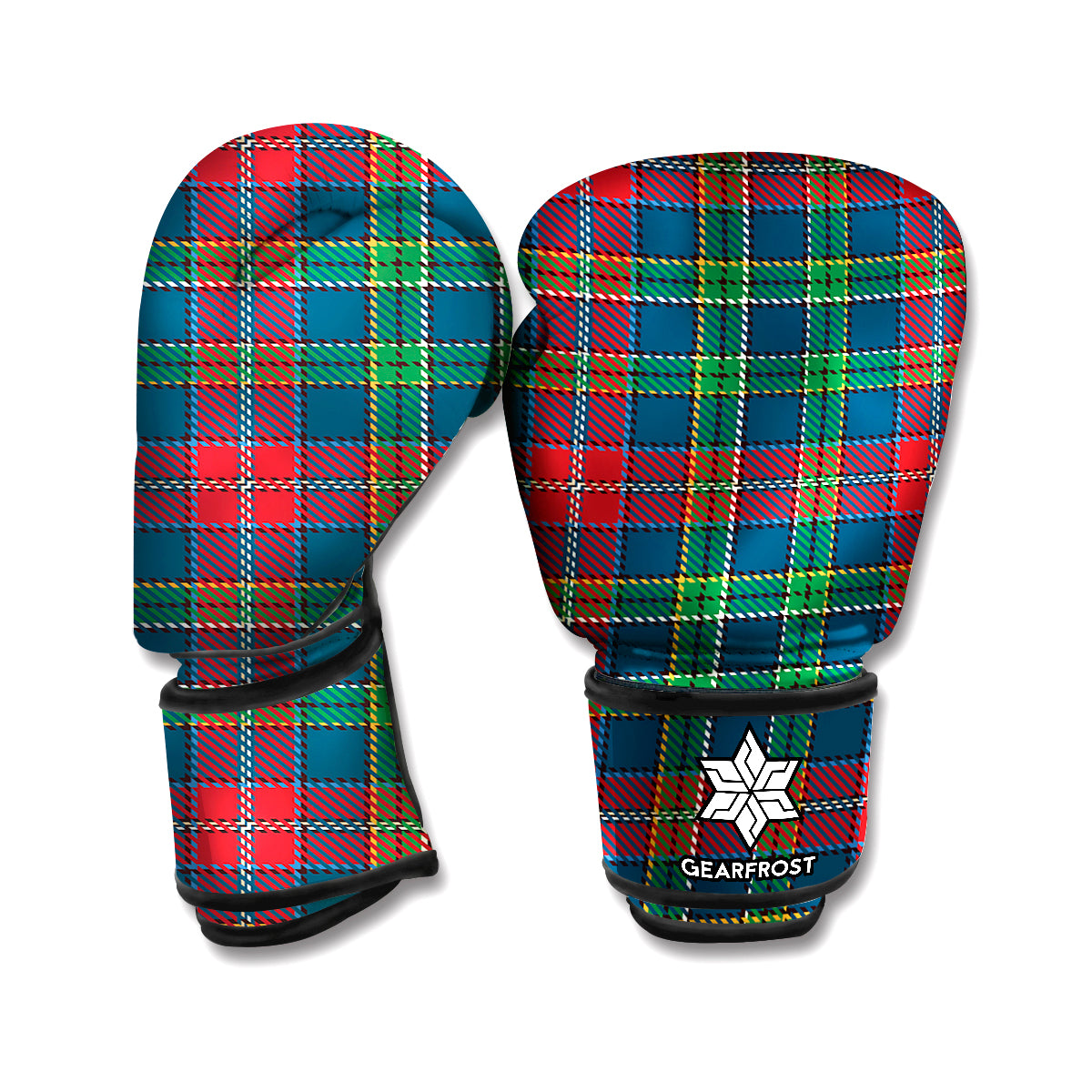 Blue Green And Red Scottish Plaid Print Boxing Gloves