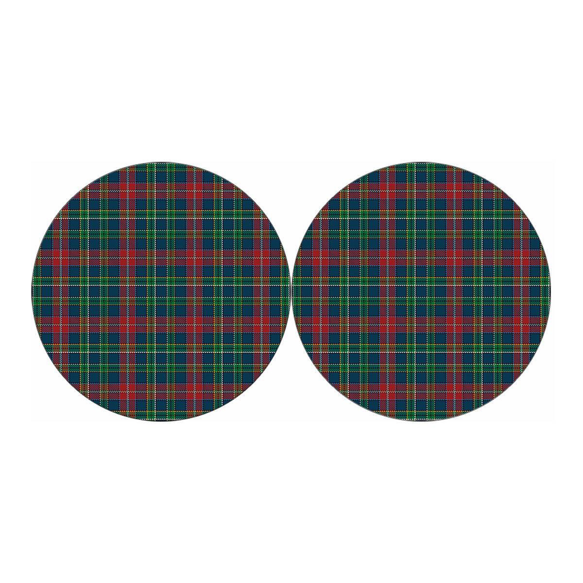 Blue Green And Red Scottish Plaid Print Car Coasters