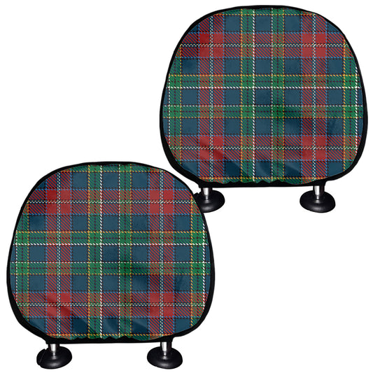 Blue Green And Red Scottish Plaid Print Car Headrest Covers