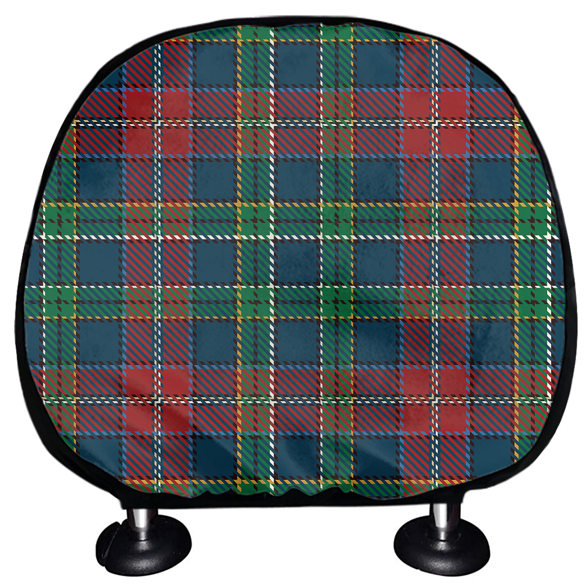 Blue Green And Red Scottish Plaid Print Car Headrest Covers