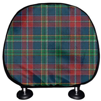 Blue Green And Red Scottish Plaid Print Car Headrest Covers
