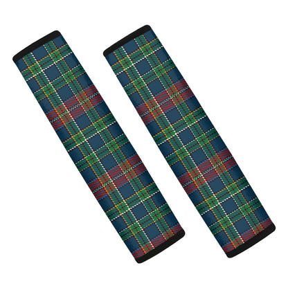 Blue Green And Red Scottish Plaid Print Car Seat Belt Covers