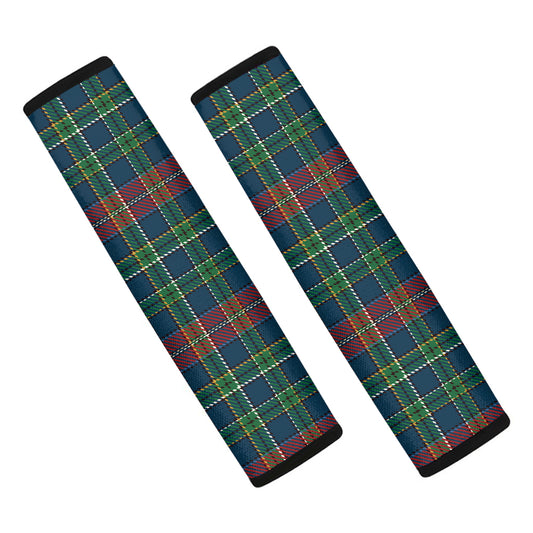 Blue Green And Red Scottish Plaid Print Car Seat Belt Covers