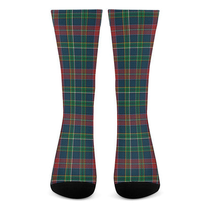 Blue Green And Red Scottish Plaid Print Crew Socks