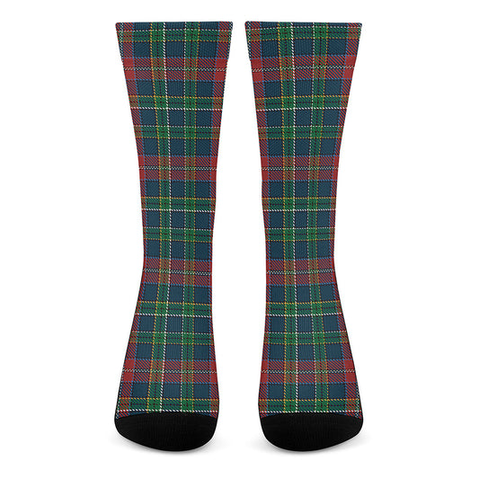 Blue Green And Red Scottish Plaid Print Crew Socks
