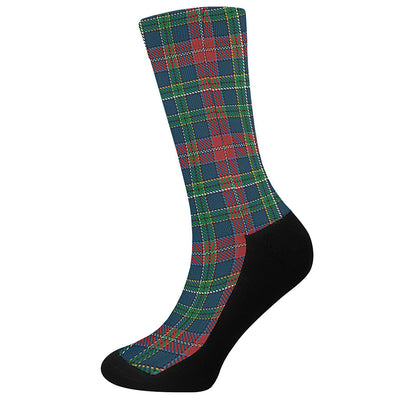 Blue Green And Red Scottish Plaid Print Crew Socks