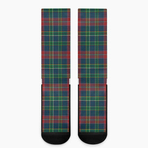 Blue Green And Red Scottish Plaid Print Crew Socks