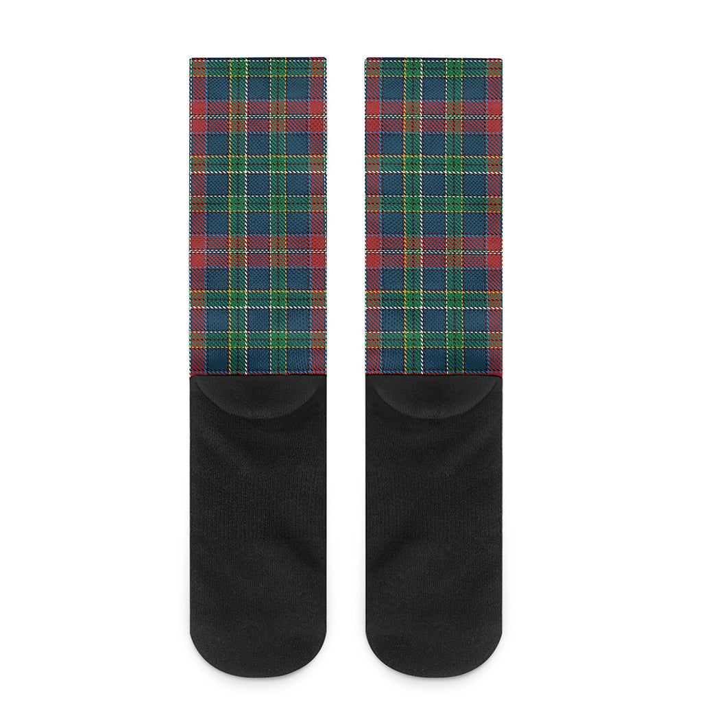 Blue Green And Red Scottish Plaid Print Crew Socks