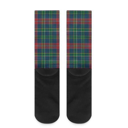 Blue Green And Red Scottish Plaid Print Crew Socks