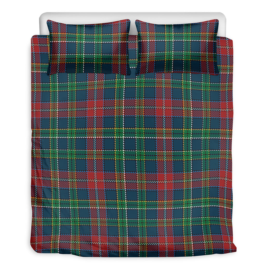 Blue Green And Red Scottish Plaid Print Duvet Cover Bedding Set