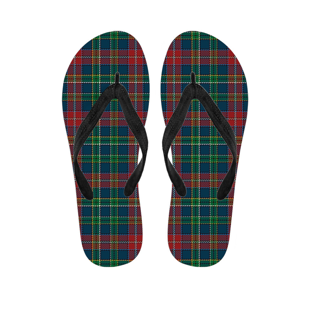 Blue Green And Red Scottish Plaid Print Flip Flops