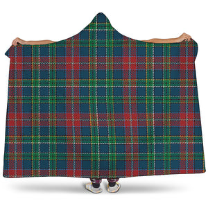 Blue Green And Red Scottish Plaid Print Hooded Blanket