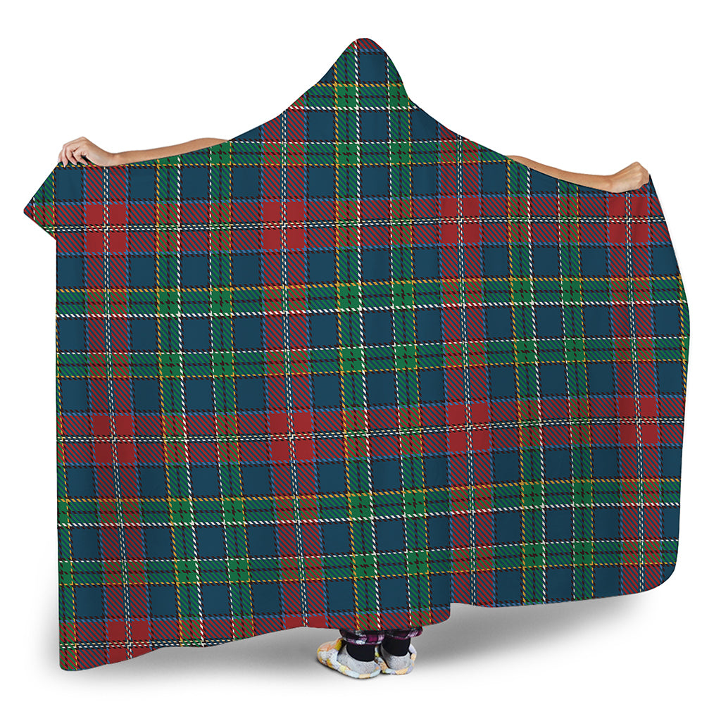 Blue Green And Red Scottish Plaid Print Hooded Blanket